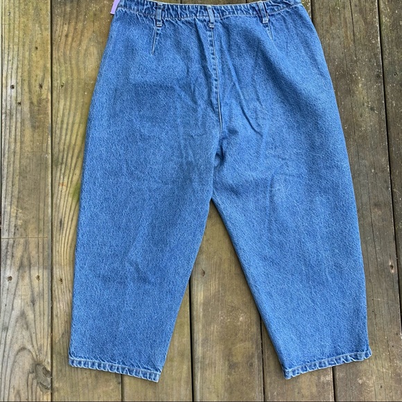 Vintage 80s Blue 100% Cotton Denim High Waisted Straight Leg Cropped Capri Pants - Picture 15 of 16